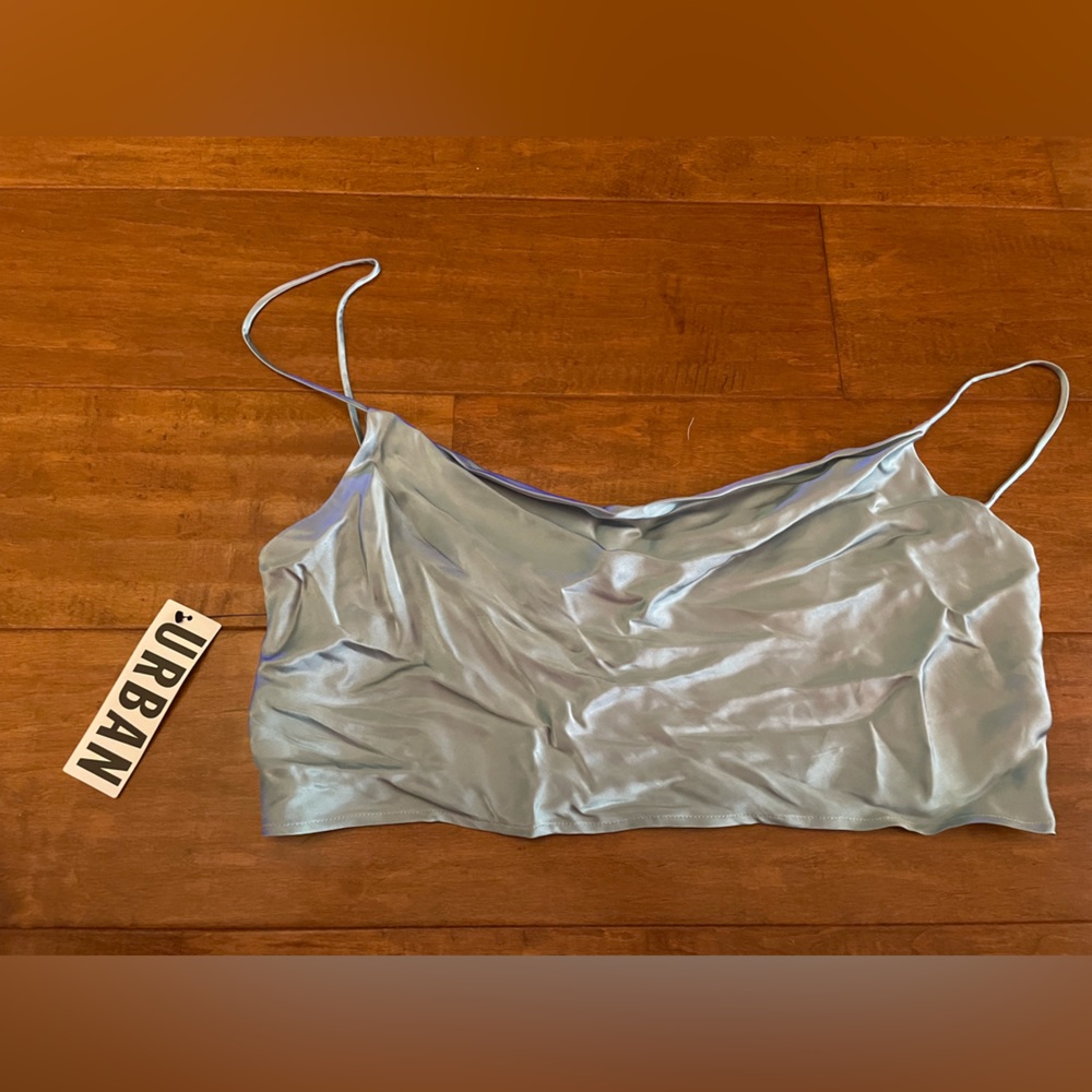 Urban outfitters blue satin crop top